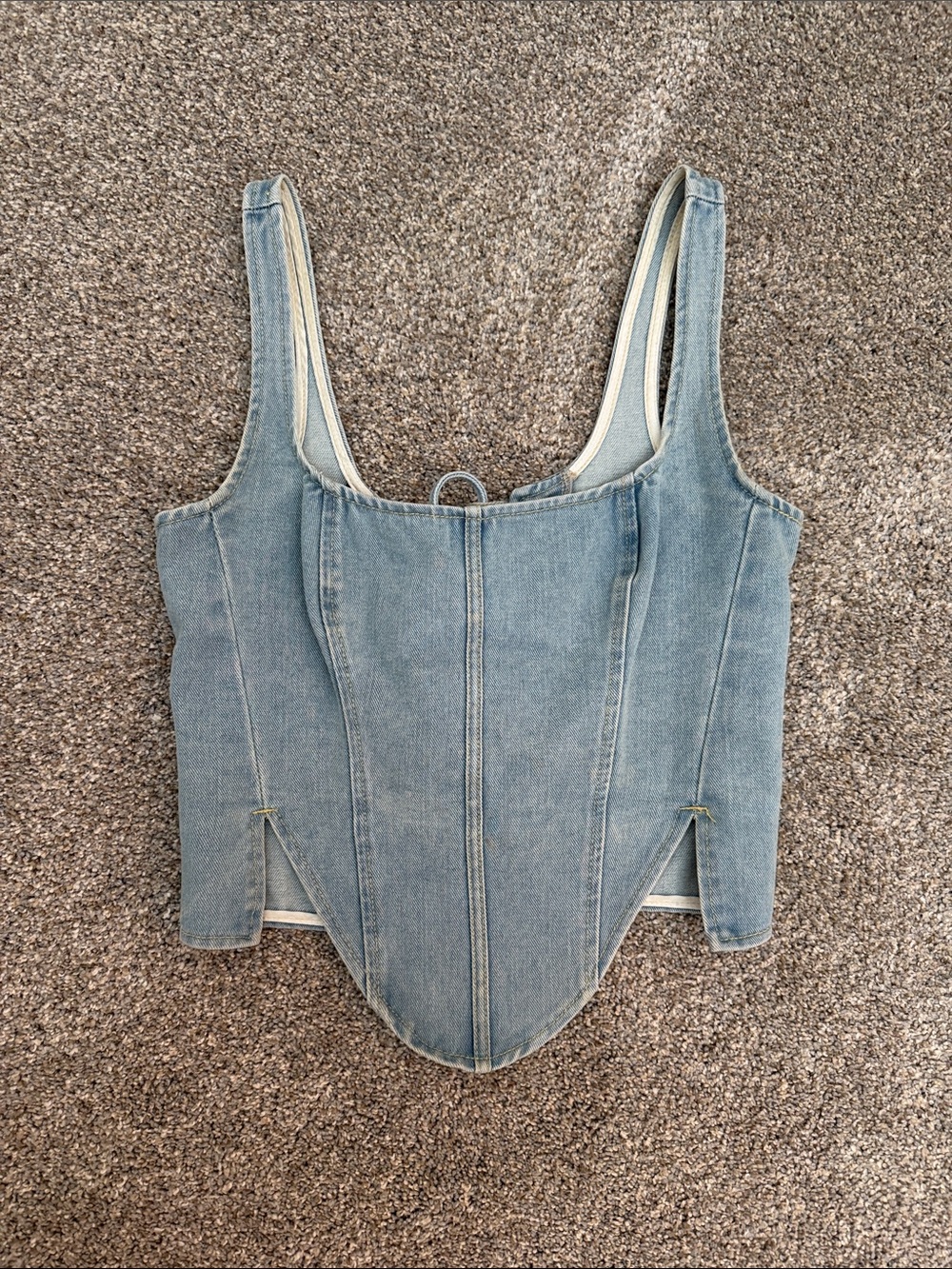 PrettyLittleThing Light Blue Denim Corset Tank
